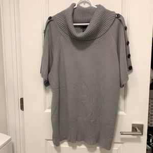 Short Sleeve Cowl Neck Gray Sweater